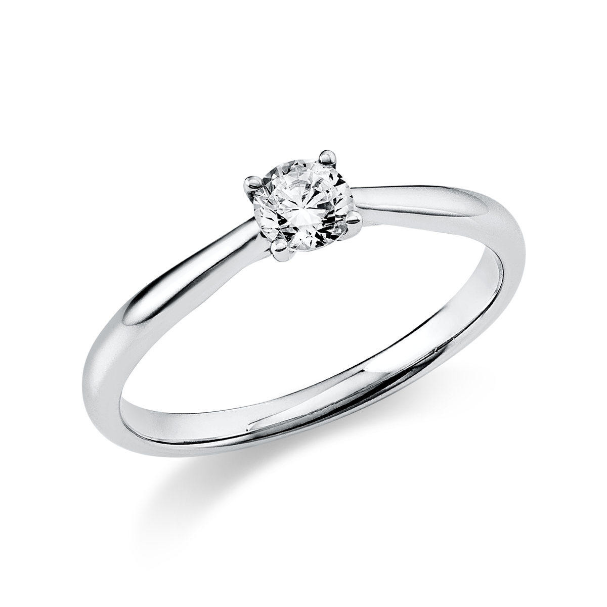 Solitaire Ring 4er-Krappe 14kt Weißgold mit 0,25ct Diamanten