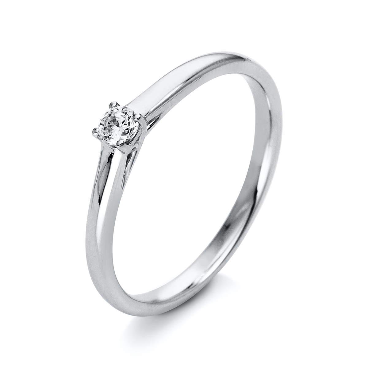 Solitaire Ring 4er-Krappe 18kt Weißgold mit 0,10ct Diamanten