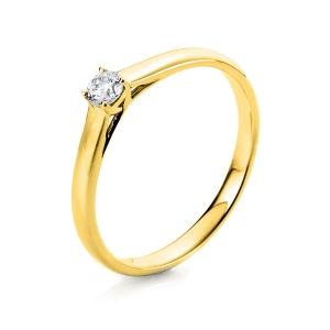 Solitaire Ring 4er-Krappe 14kt Gelbgold mit 0,25ct Diamanten