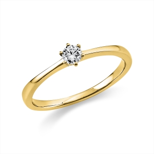 Solitaire Ring 6er-Krappe 18kt Gelbgold mit 0,15ct Diamanten