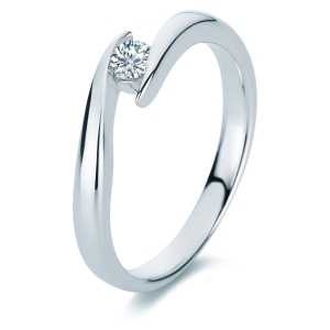 Solitaire Ring  14kt Weißgold mit 0,15ct Diamanten