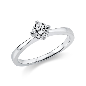 Solitaire Ring 4er-Krappe 14kt Weißgold GIA7398910489 mit 0,42ct Diamanten