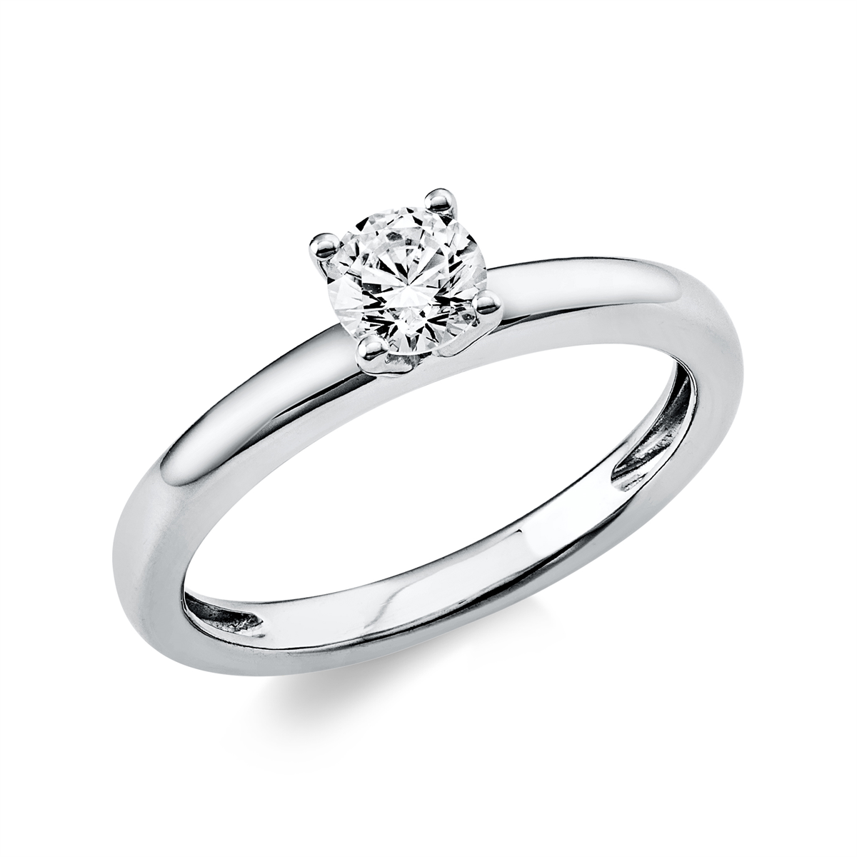 Solitaire Ring 4er-Krappe 14kt Weißgold GIA2426314886 mit 0,41ct Diamanten