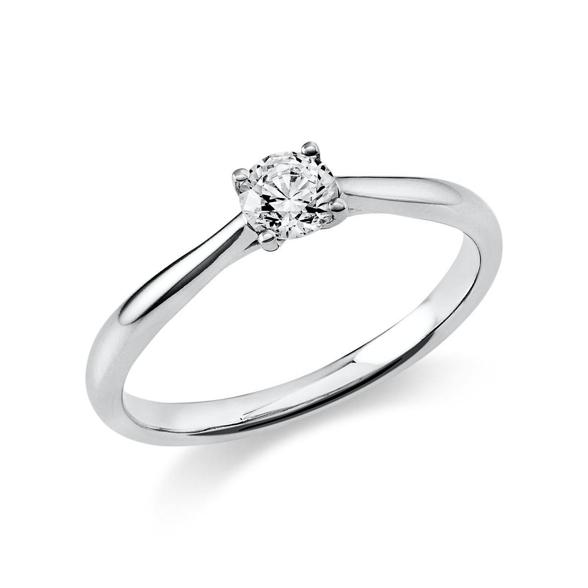 Solitaire Ring 4er-Krappe 14kt Weißgold mit 0,30ct Diamanten