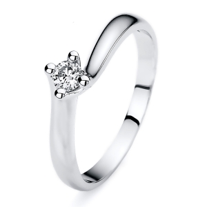 Solitaire Ring 4er-Krappe 18kt Weißgold mit 0,10ct Diamanten