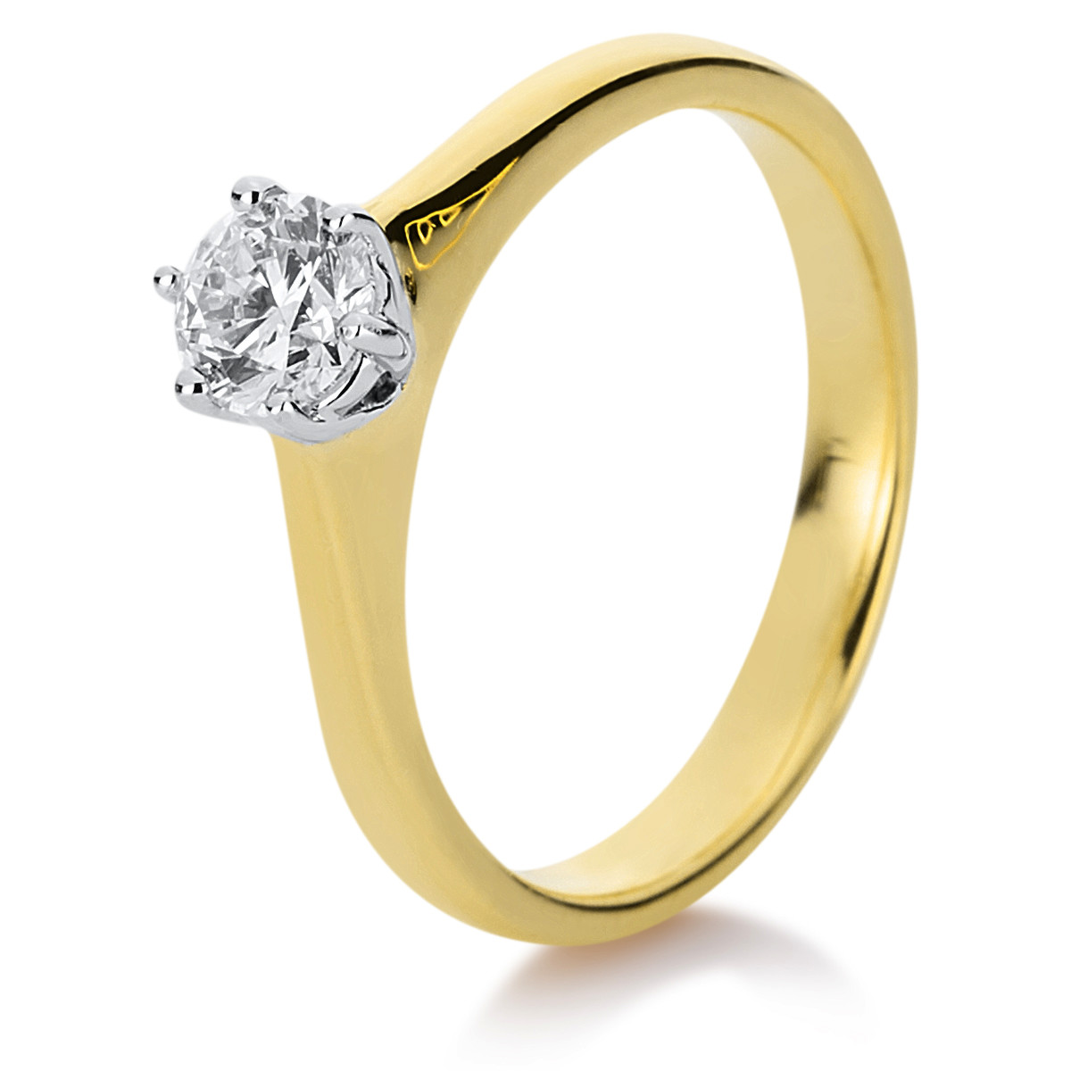 Solitaire Ring 6er-Krappe 18kt Gelbgold / Weißgold mit 0,43ct Diamanten