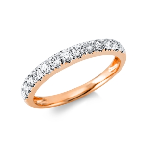 Memoire halb Ring  18kt Rotgold Fassung rhodiniert mit 0,44ct Diamanten