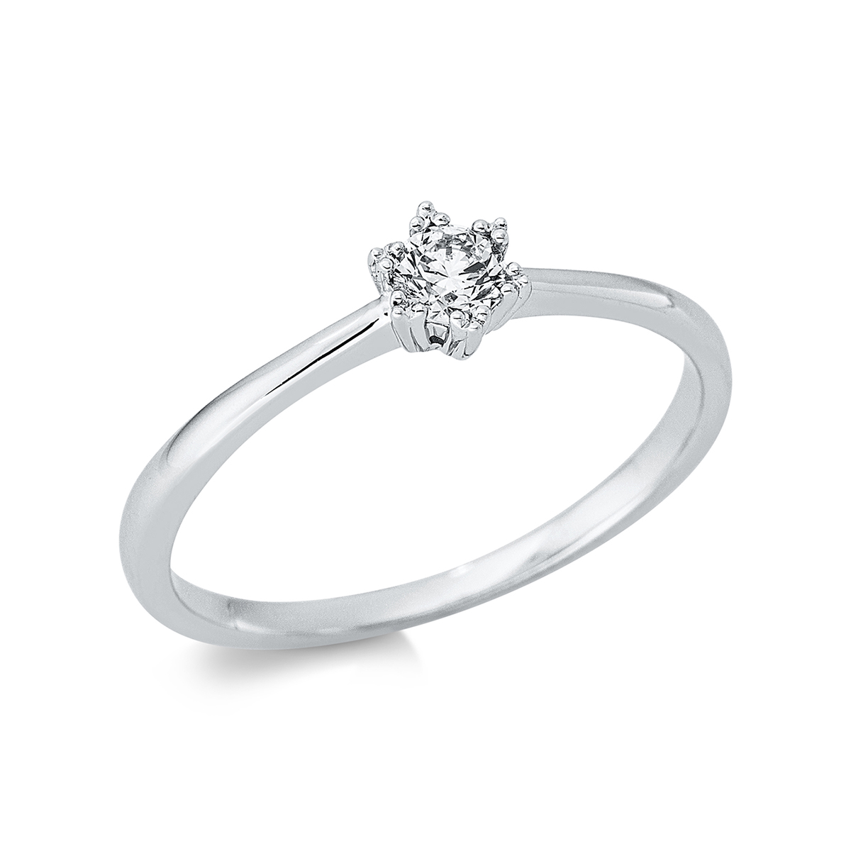 Solitaire Ring  18kt Weißgold mit 0,18ct Diamanten