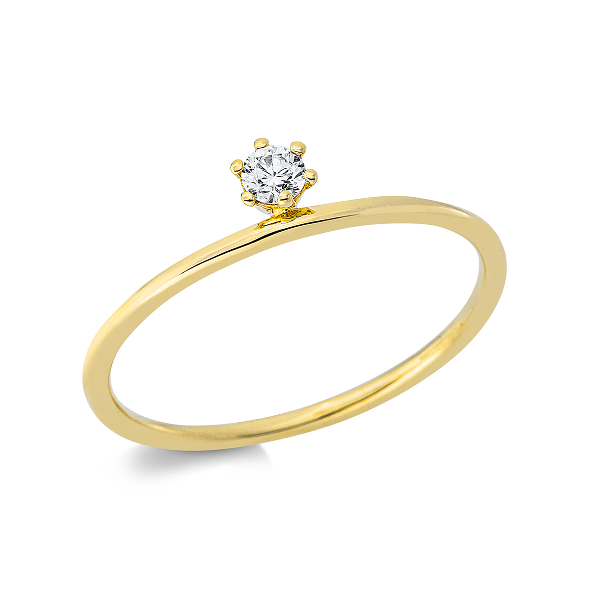 Solitaire Ring  18kt Gelbgold mit 0,08ct Diamanten