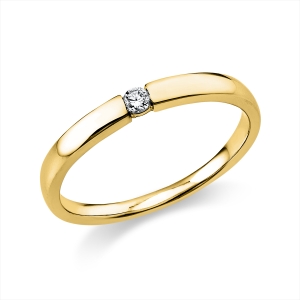 Solitaire Ring  14kt Gelbgold poliert mit 0,05ct Diamanten