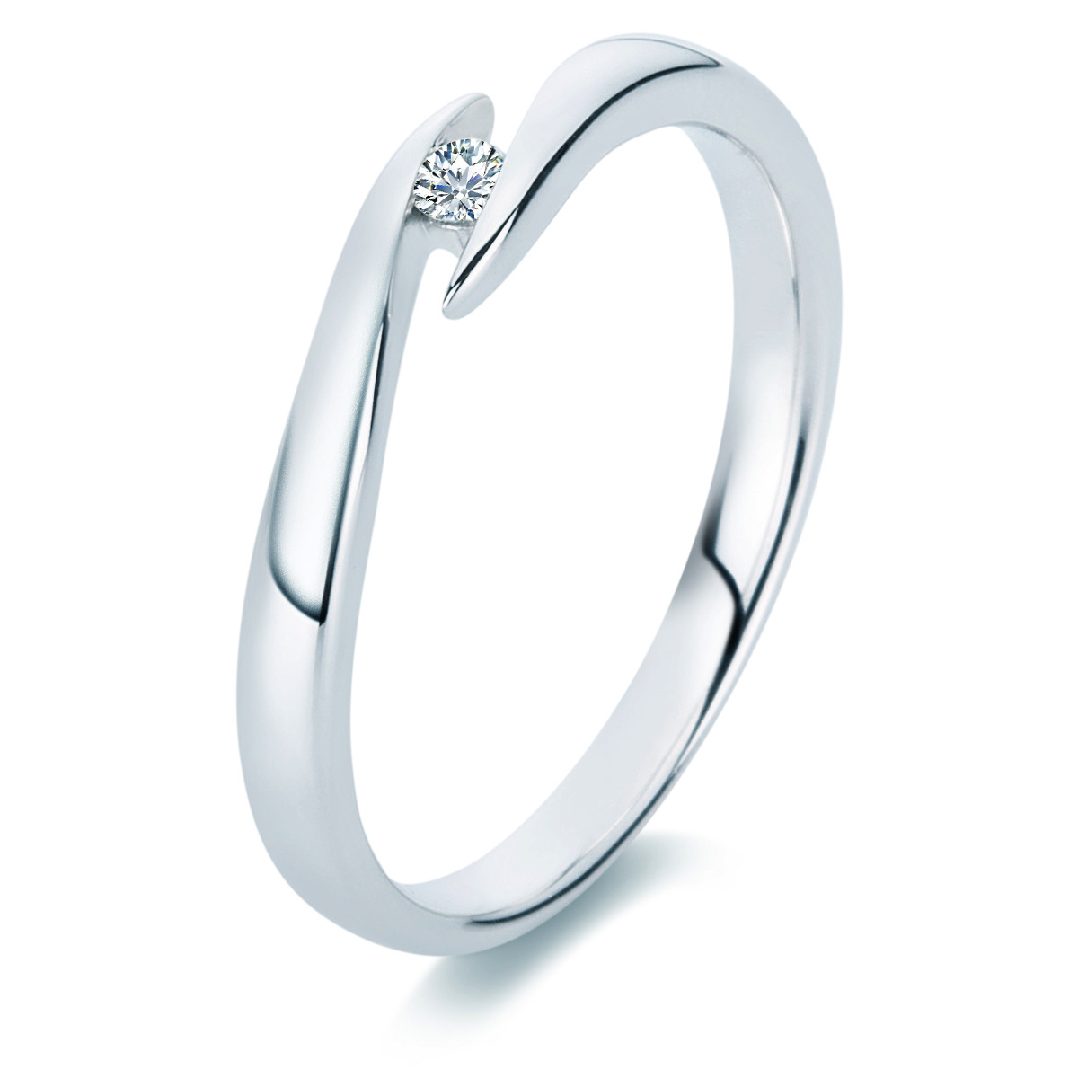 Solitaire Ring  14kt Weißgold mit 0,05ct Diamanten