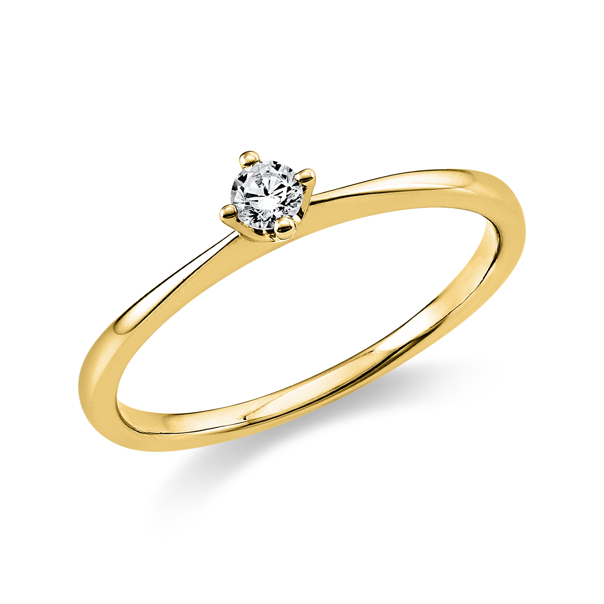 Solitaire Ring 4er-Krappe 18kt Gelbgold mit 0,10ct Diamanten