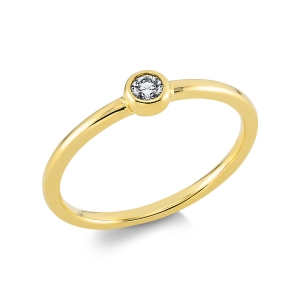 Solitaire Ring Zarge 18kt Gelbgold mit 0,08ct Diamanten