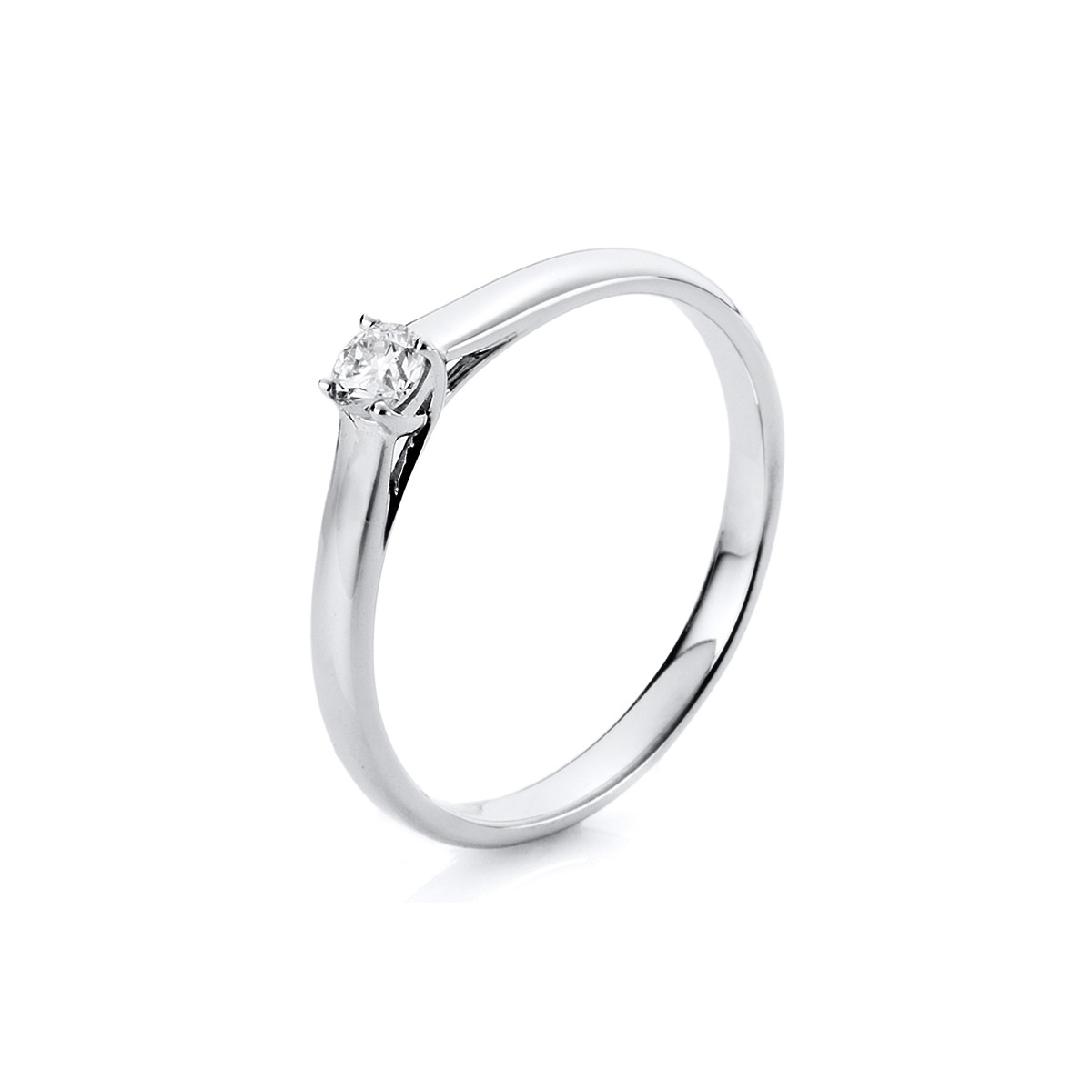 Solitaire Ring 4er-Krappe 14kt Weißgold mit 0,40ct Diamanten