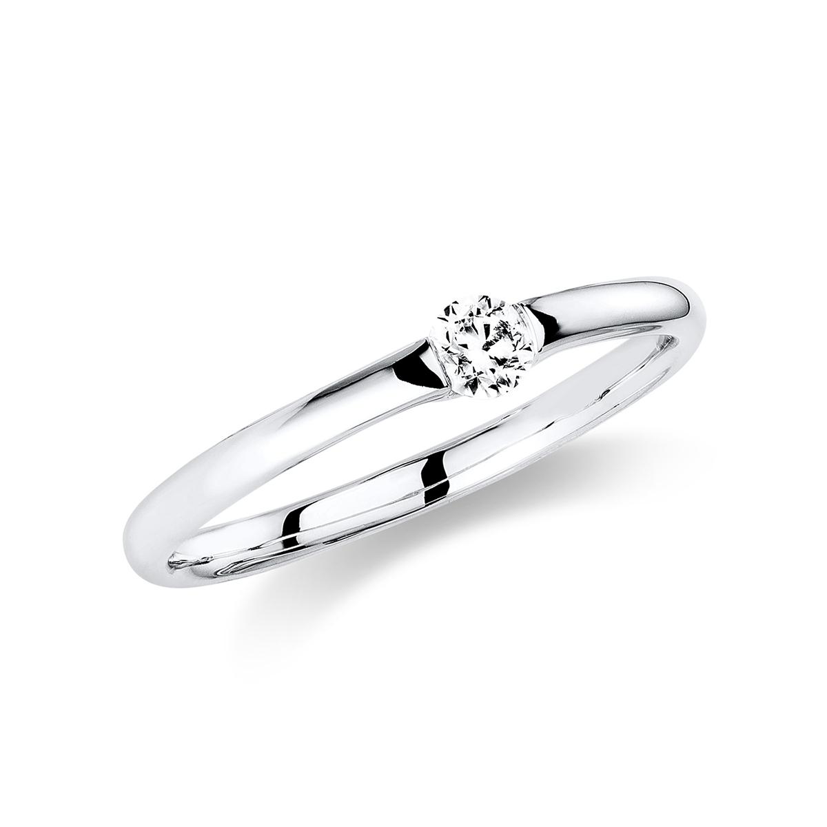 Solitaire Ring  14kt Weißgold mit 0,15ct Diamanten