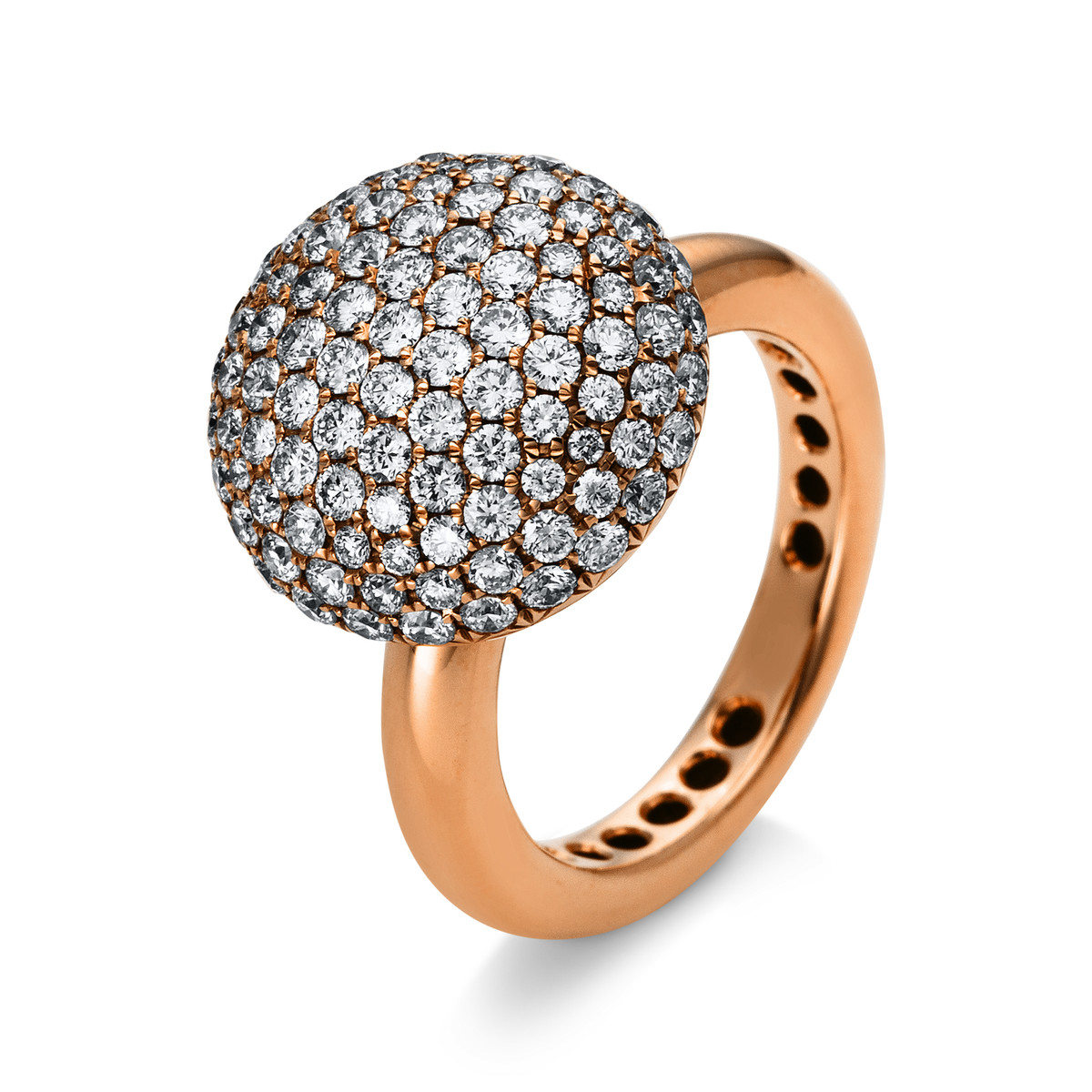 Pavé Ring  18kt Rotgold  Ball mit 2,09ct Diamanten