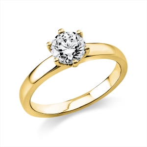 Solitaire Ring 6er-Krappe 18kt Gelbgold GIA6213772394 mit 0,75ct Diamanten