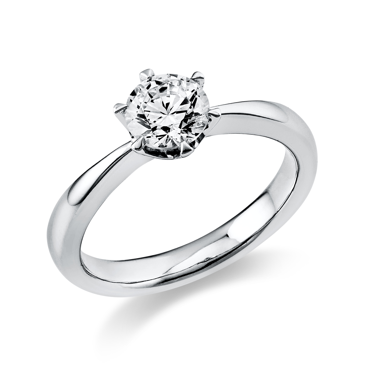 Solitaire Ring 6er-Krappe 14kt Weißgold GIA2215669418 mit 0,77ct Diamanten