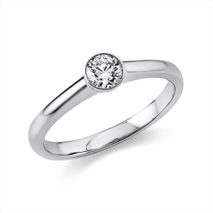 Solitaire Ring Zarge 18kt Weißgold GIA6401219216 mit 0,30ct Diamanten