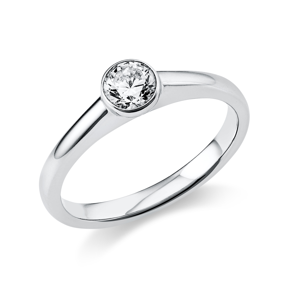 Solitaire Ring Zarge 18kt Weißgold GIA2384456970 mit 0,40ct Diamanten