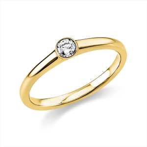 Solitaire Ring Zarge 18kt Gelbgold mit 0,15ct Diamanten