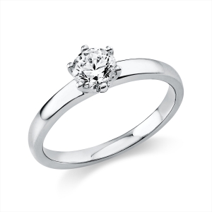 Solitaire Ring 6er-Krappe 18kt Weißgold GIA7356018072 mit 0,51ct Diamanten