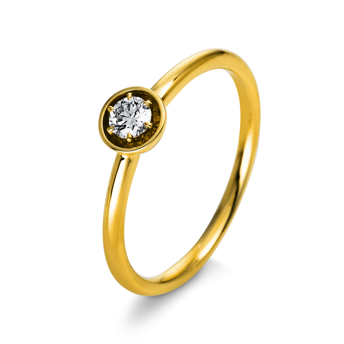 Solitaire Ring 6er-Krappe 18kt Gelbgold mit 0,15ct Diamanten