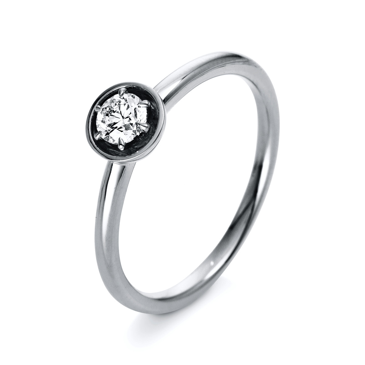 Solitaire Ring 6er-Krappe 18kt Weißgold mit 0,25ct Diamanten