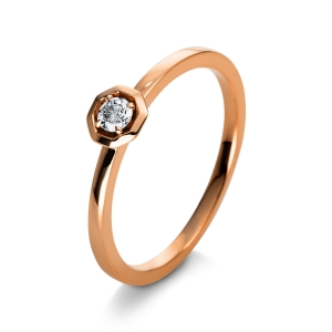 Solitaire Ring 4er-Krappe 18kt Rotgold mit 0,10ct Diamanten