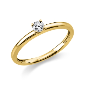 Solitaire Ring 4er-Krappe 14kt Gelbgold mit 0,15ct Diamanten