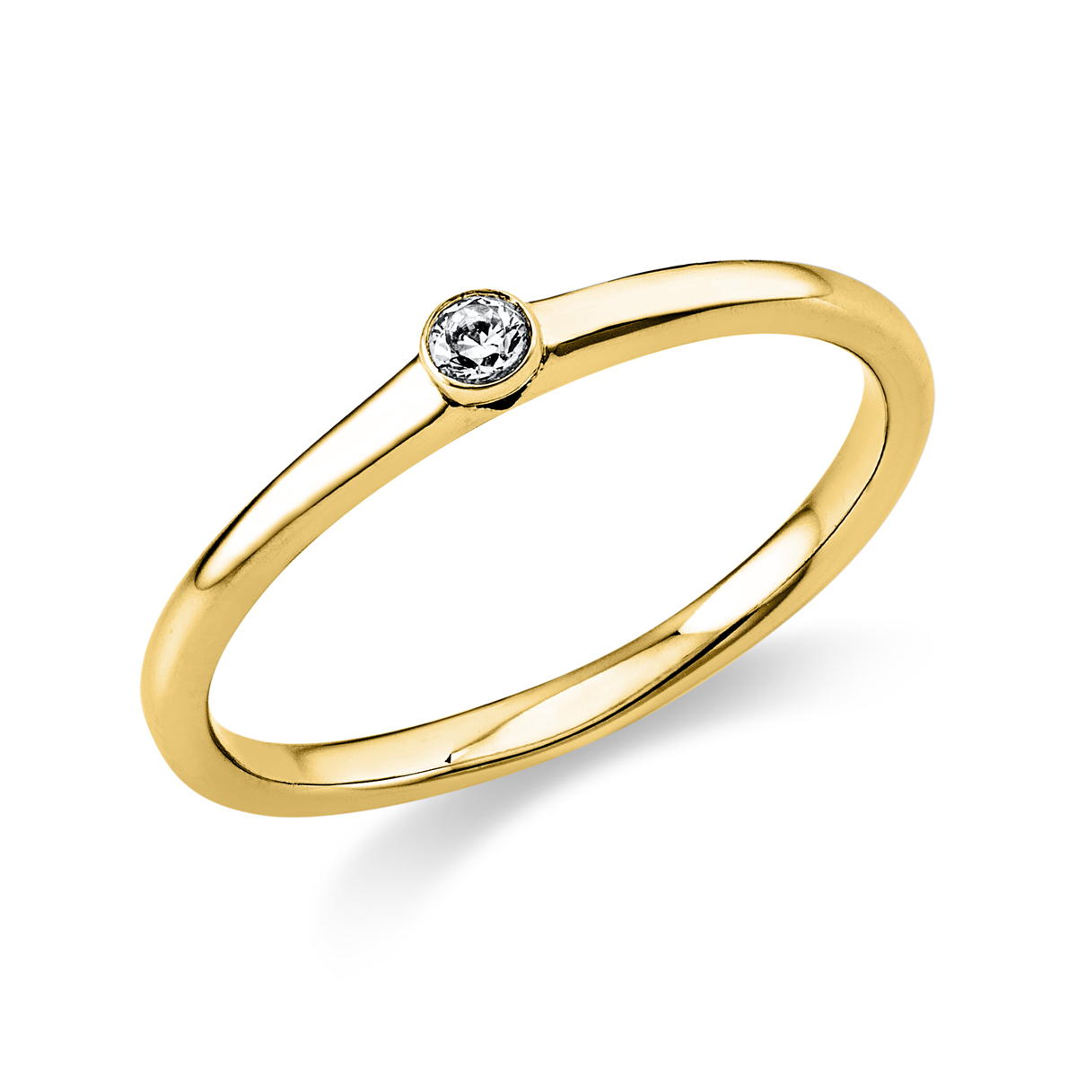 Solitaire Ring Zarge 18kt Gelbgold mit 0,05ct Diamanten