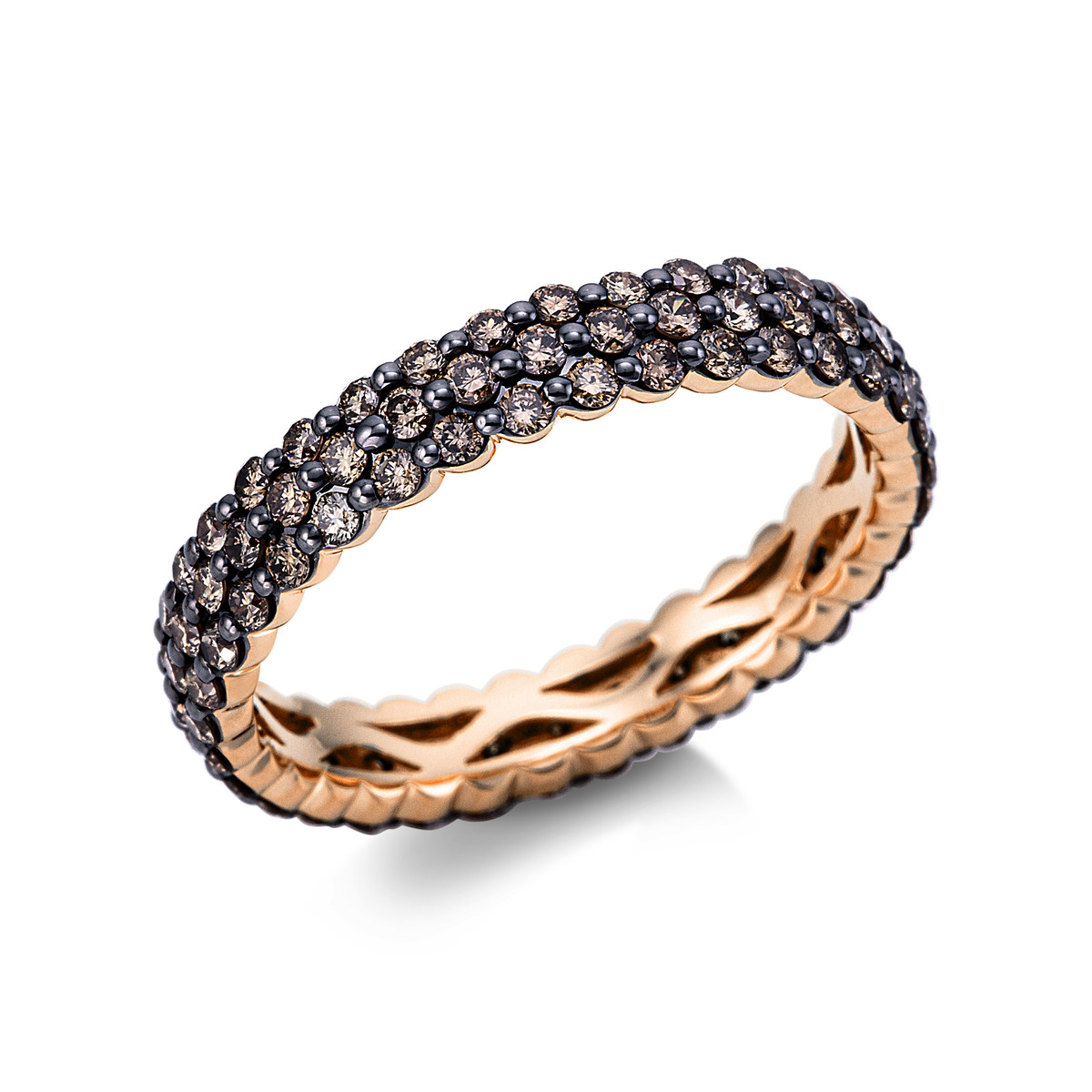 Pavé Ring  18kt Rotgold Fassung schwarz rhodiniert mit 1,21ct Diamanten