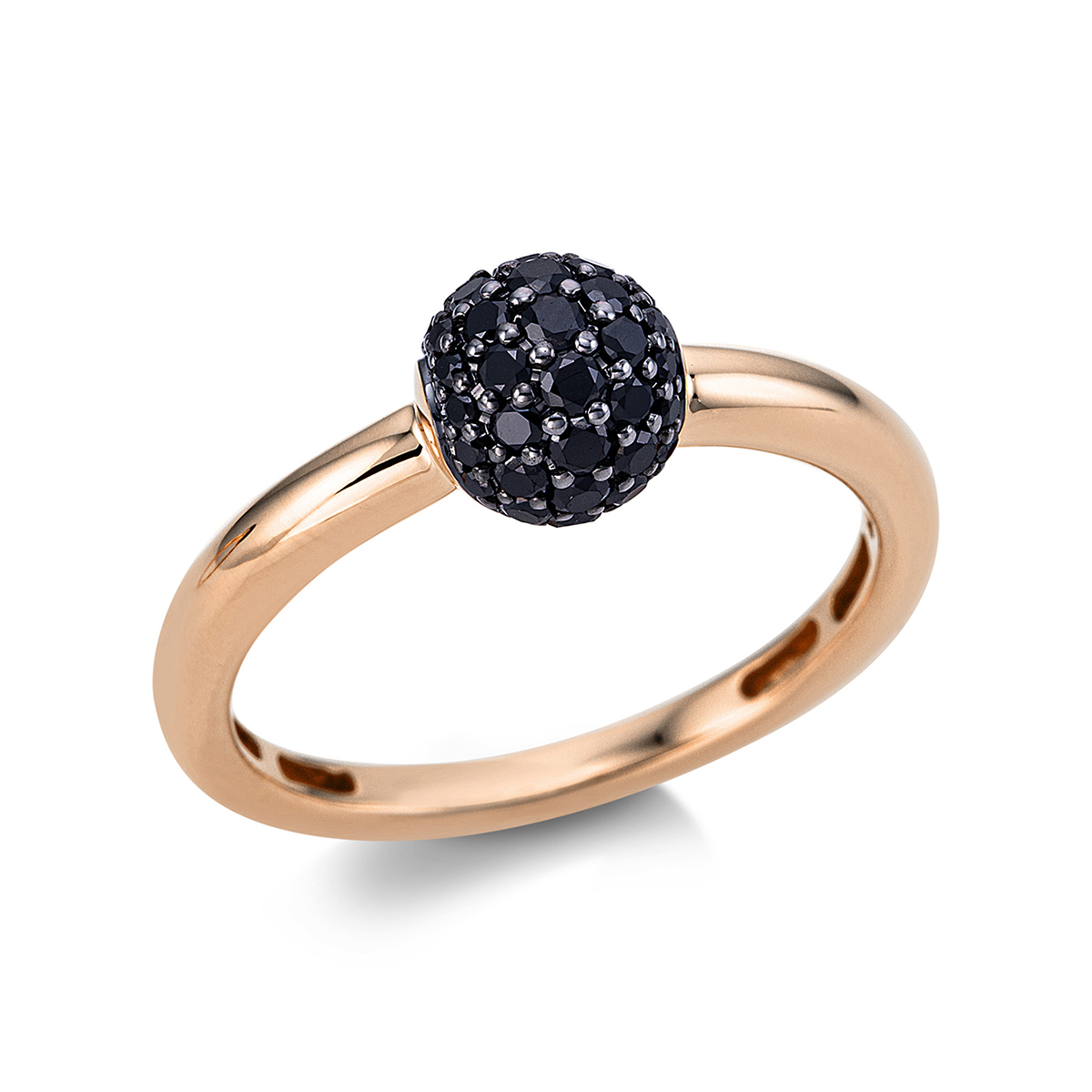 Pavé Ring  18kt Rotgold Fassung schwarz rhodiniert mit 0,44ct Diamanten