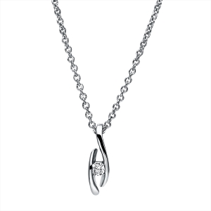 Solitaire Collier  14kt Weißgold mit 0,05ct Diamanten