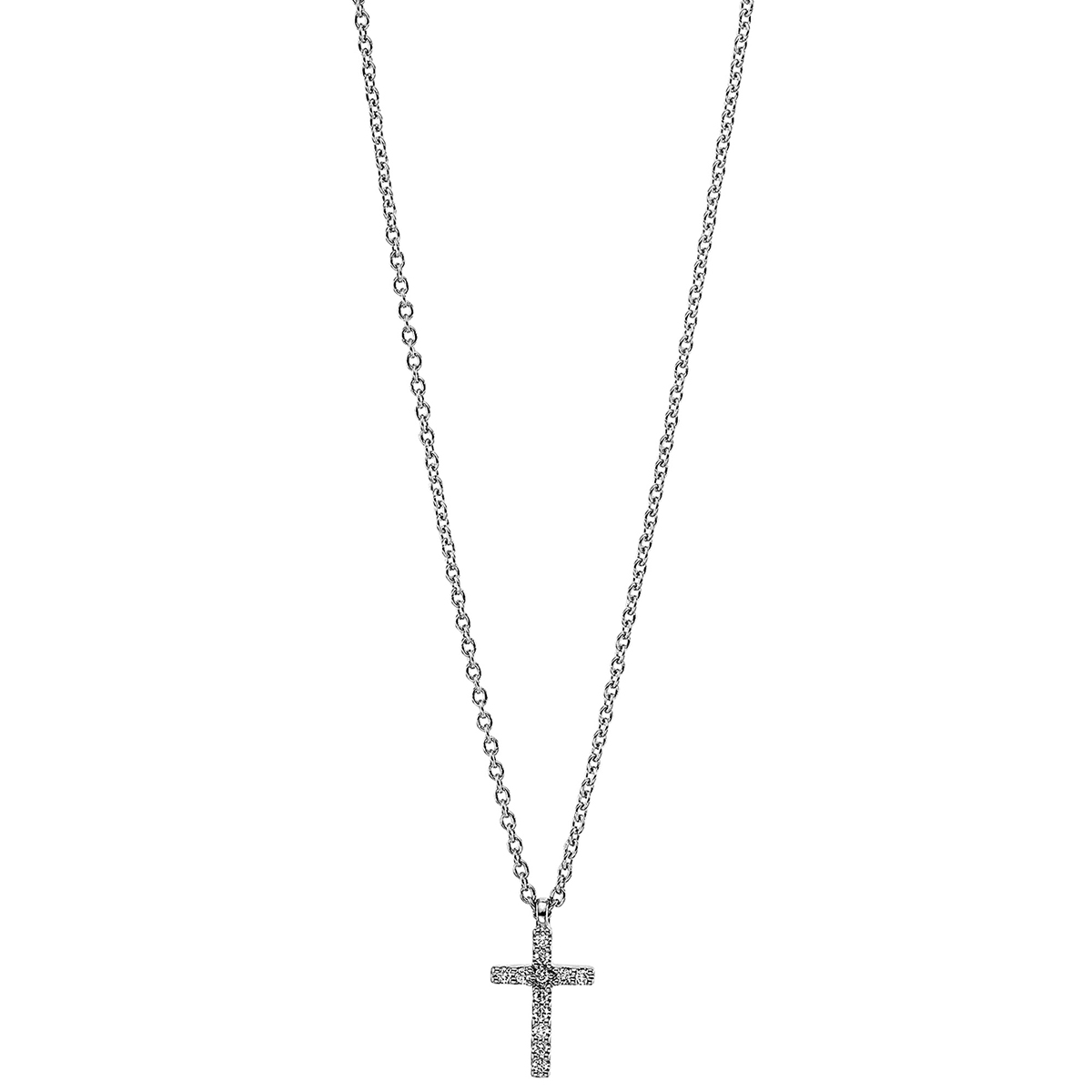 Collier 18 kt WG Kreuz, mit Öse