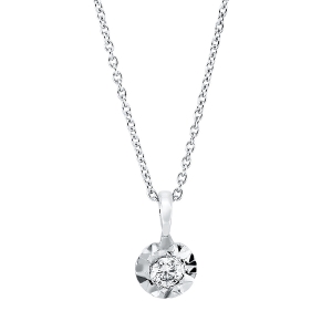 Solitaire Collier  14kt Weißgold mit Öse mit 0,06ct Diamanten