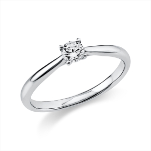 Solitaire Ring 4er-Krappe 18kt Weißgold mit 0,20ct Diamanten