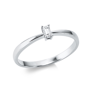 Solitaire Ring 4er-Krappe 18kt Weißgold mit 0,10ct Diamanten