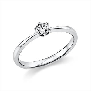 Solitaire Ring 6er-Krappe 14kt Weißgold mit 0,20ct Diamanten