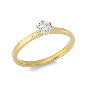 Solitaire Ring 6er-Krappe 18kt Gelbgold mit 0,29ct Diamanten