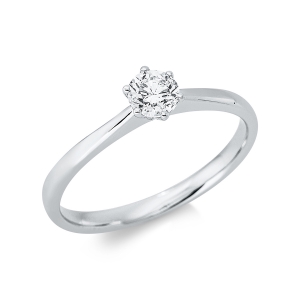 Solitaire Ring 6er-Krappe 18kt Gelbgold mit 0,29ct Diamanten