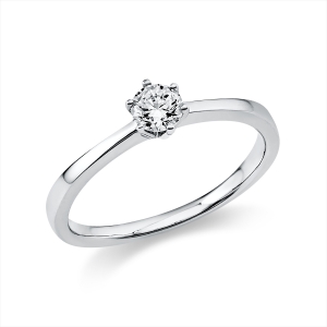 Solitaire Ring 6er-Krappe 14kt Weißgold mit 0,25ct Diamanten