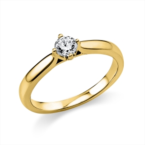 Solitaire Ring 4er-Krappe 14kt Gelbgold mit 0,25ct Diamanten