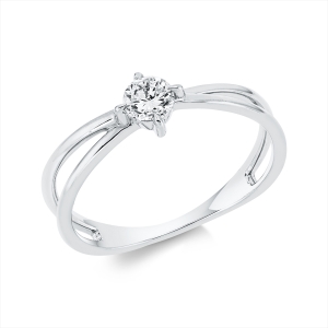 Solitaire Ring 4er-Krappe 18kt Gelbgold mit 0,25ct Diamanten