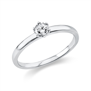 Solitaire Ring 6er-Krappe 950PL Platin mit 0,20ct Diamanten