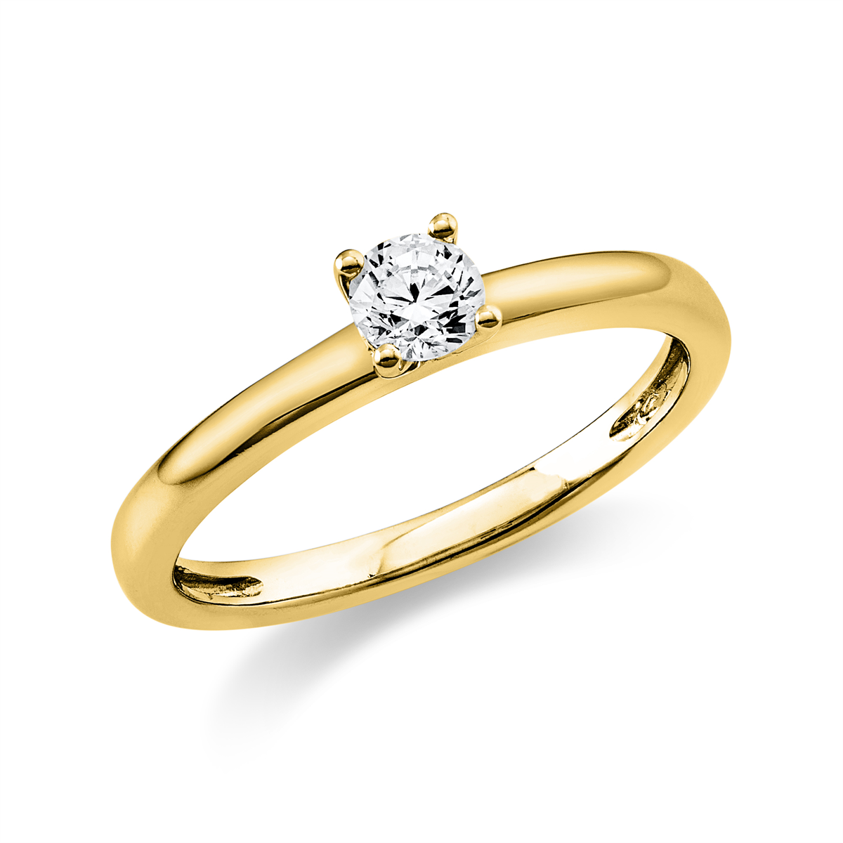 Solitaire Ring 4er-Krappe 14kt Gelbgold mit 0,25ct Diamanten