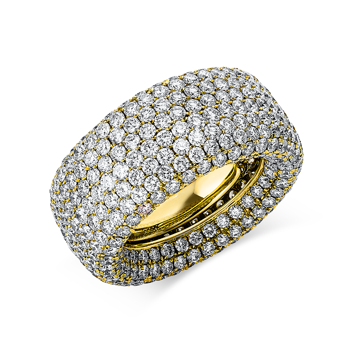 Pavé Ring  18kt Gelbgold mit 10,69ct Diamanten