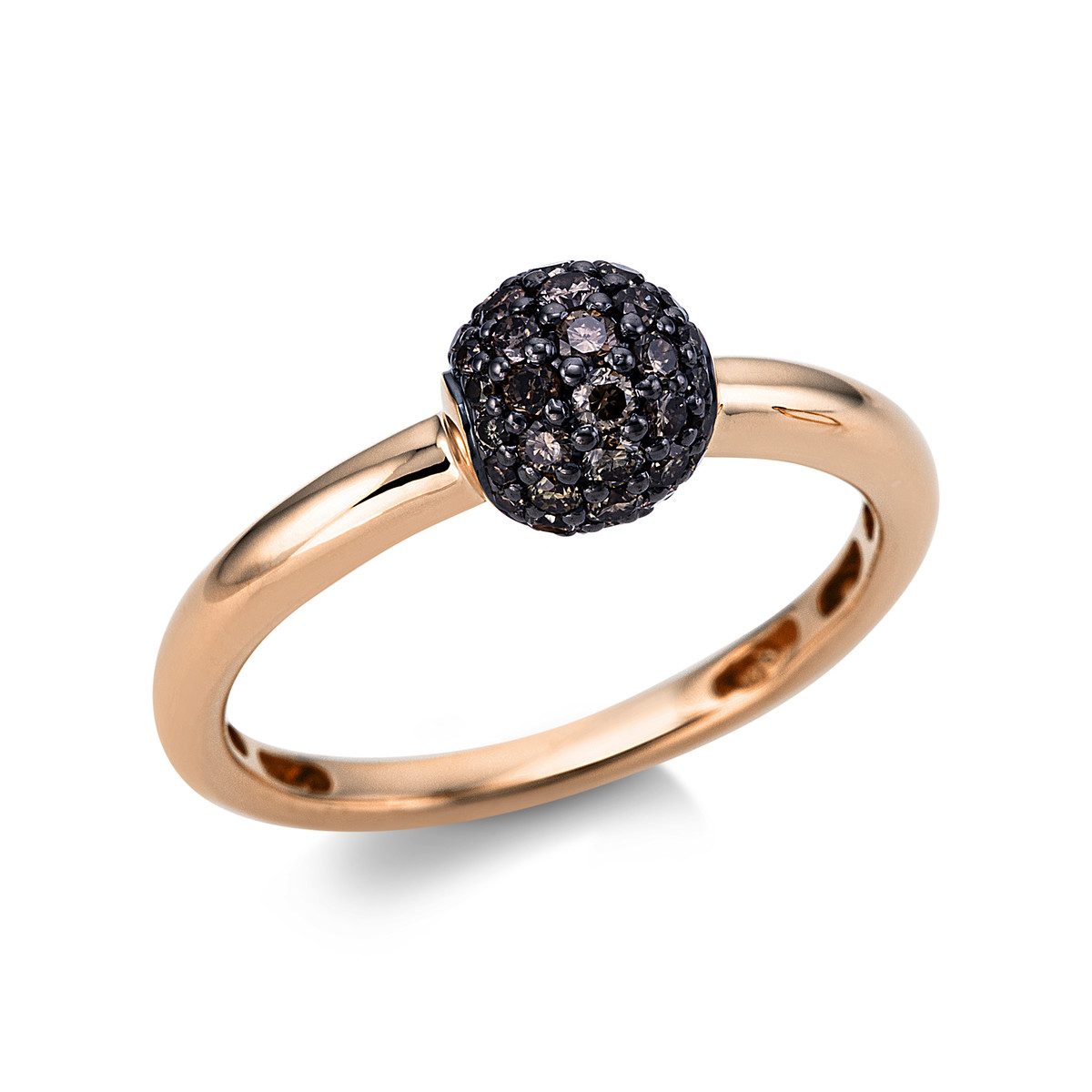 Pavé Ring  18kt Rotgold Fassung schwarz rhodiniert mit 0,44ct Diamanten