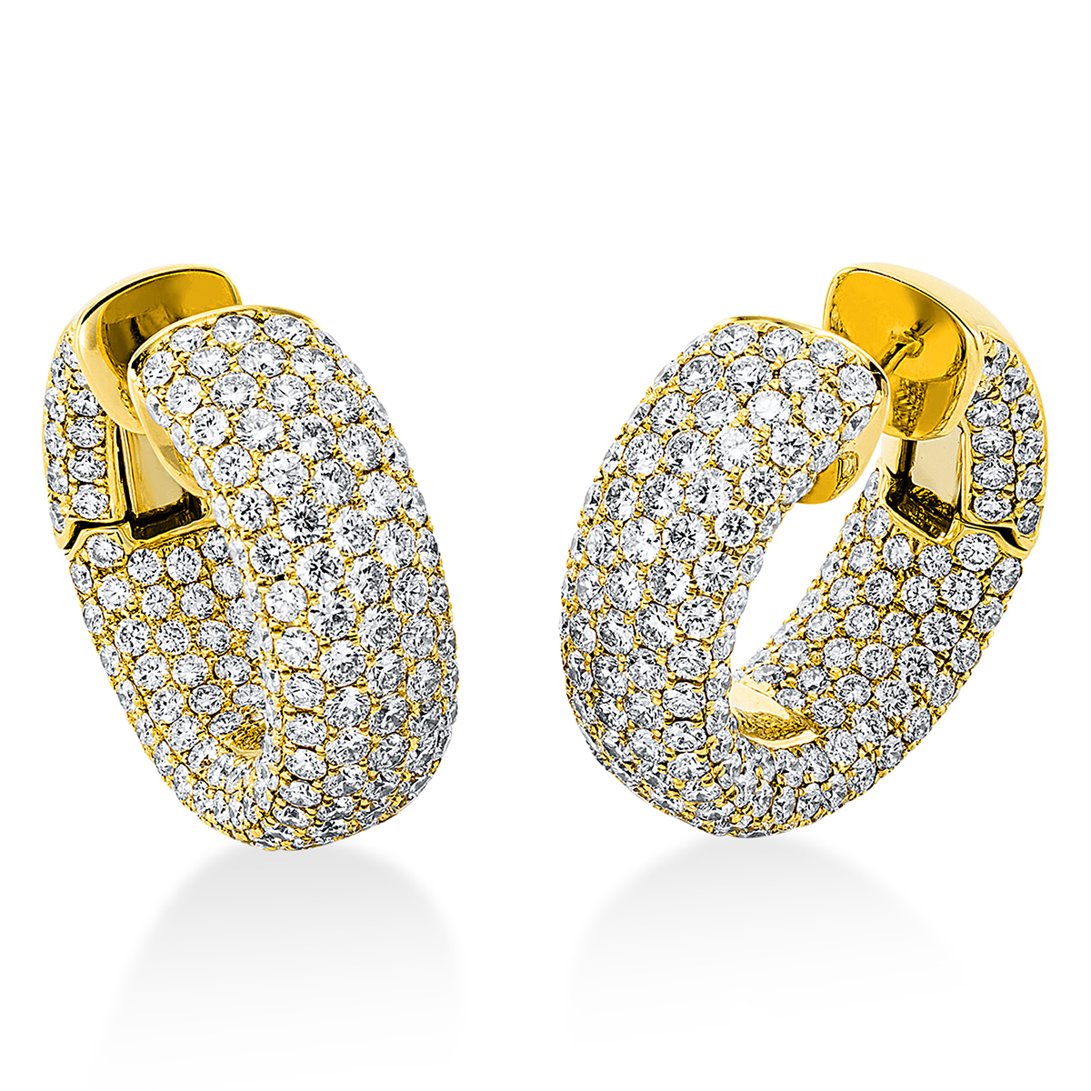 Pavé Creolen  18kt Gelbgold mit 10,79ct Diamanten