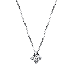 Solitaire Collier 4er-Krappe 18kt Weißgold mit 0,15ct Diamanten